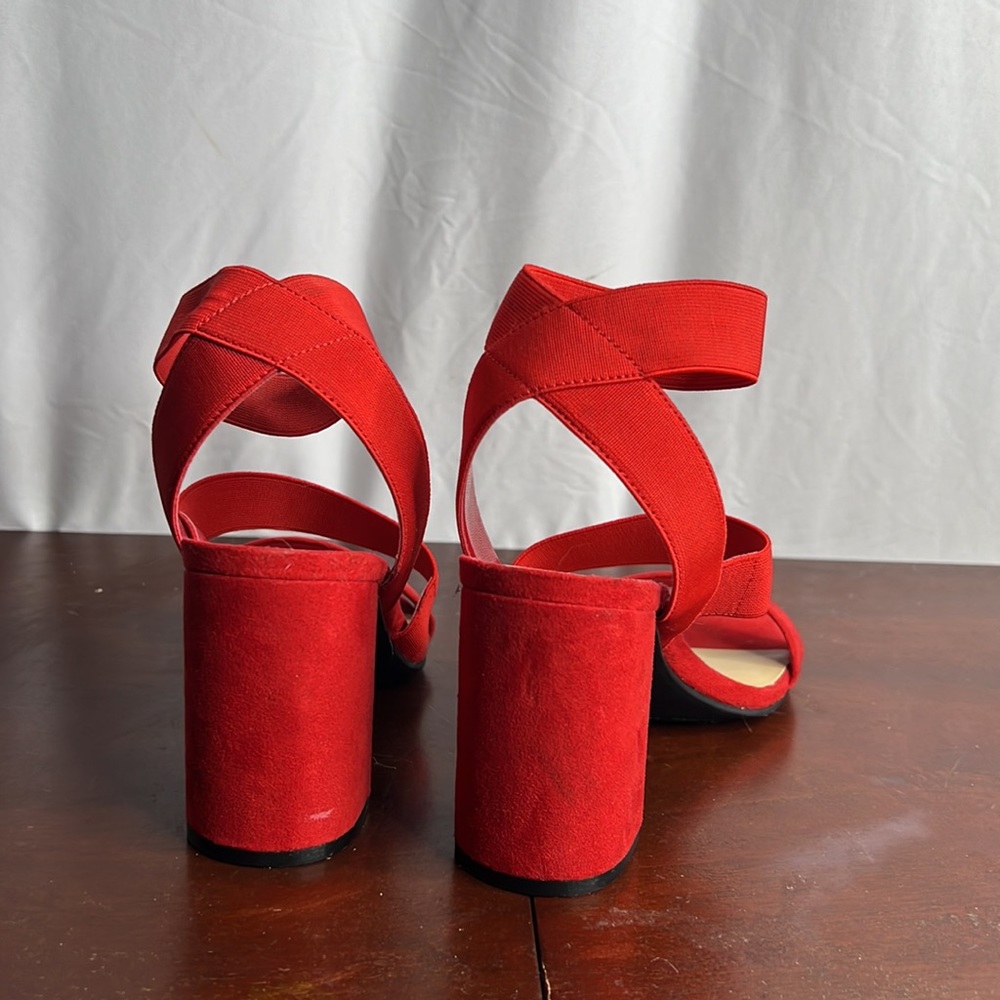 7.5 Red Open Toe Heels - image 3